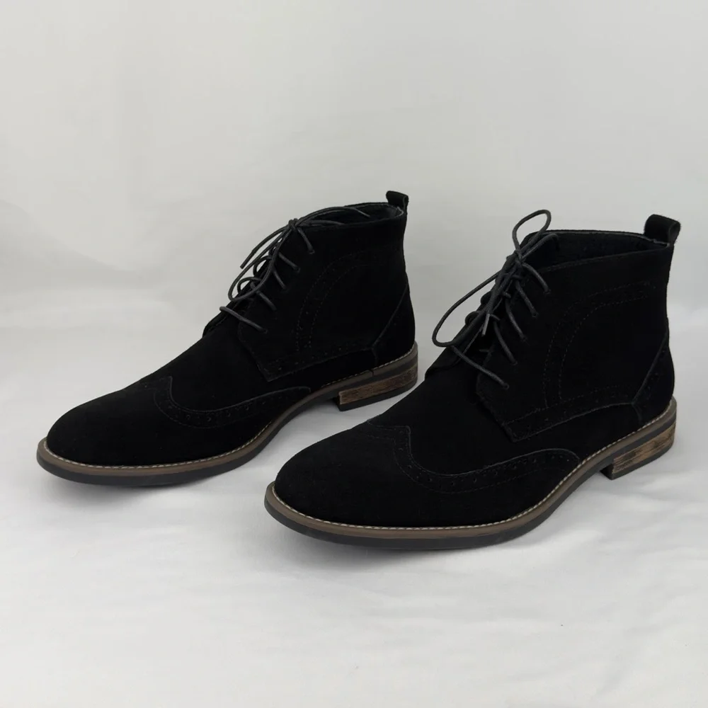 Bruno Marc Black Suede Wingtip Chukka Boots Men Sz 11